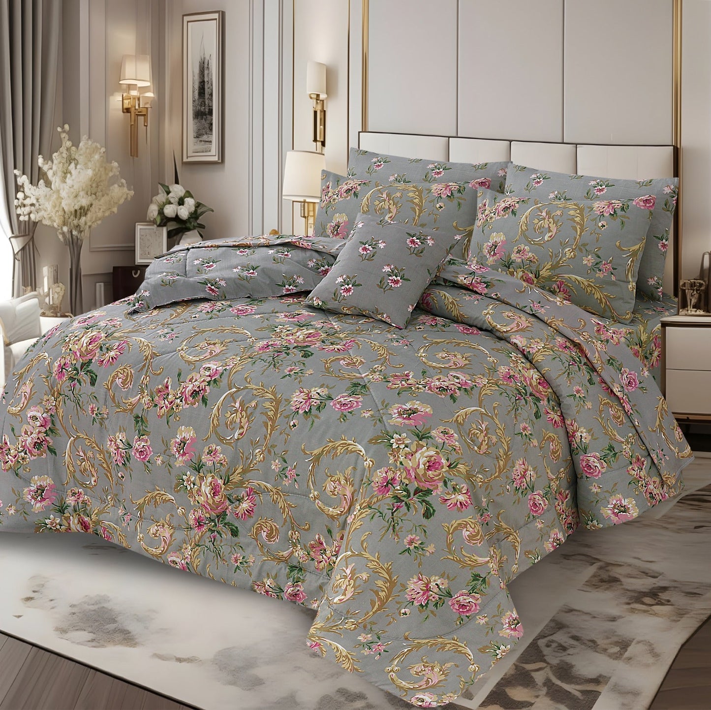 PREMIUM SUMMER KING SIZE COMFORTER SET - 7-PIECE