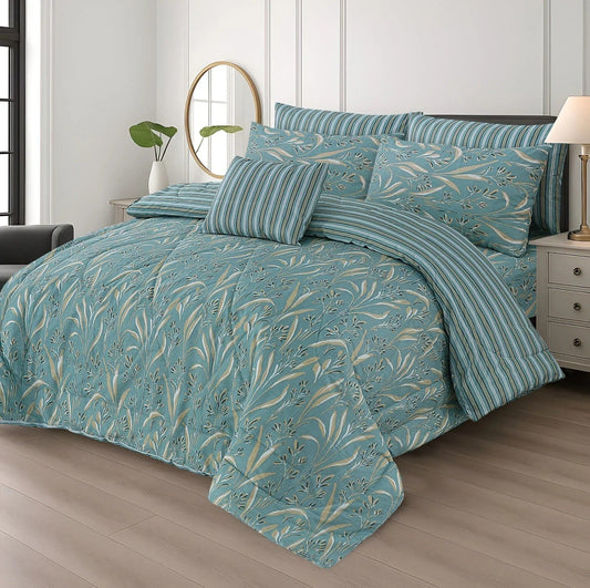 Premium Summer King Size Soft Cotton Comforter Set - 7-Piece