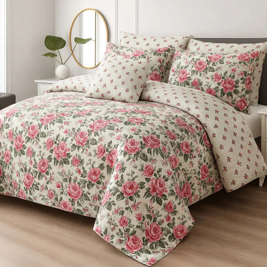 Premium Summer King Size Soft Cotton Comforter Set - 7-Piece