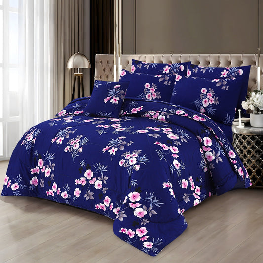 Premium Summer King Size Soft Cotton Comforter Set - 7-Piece
