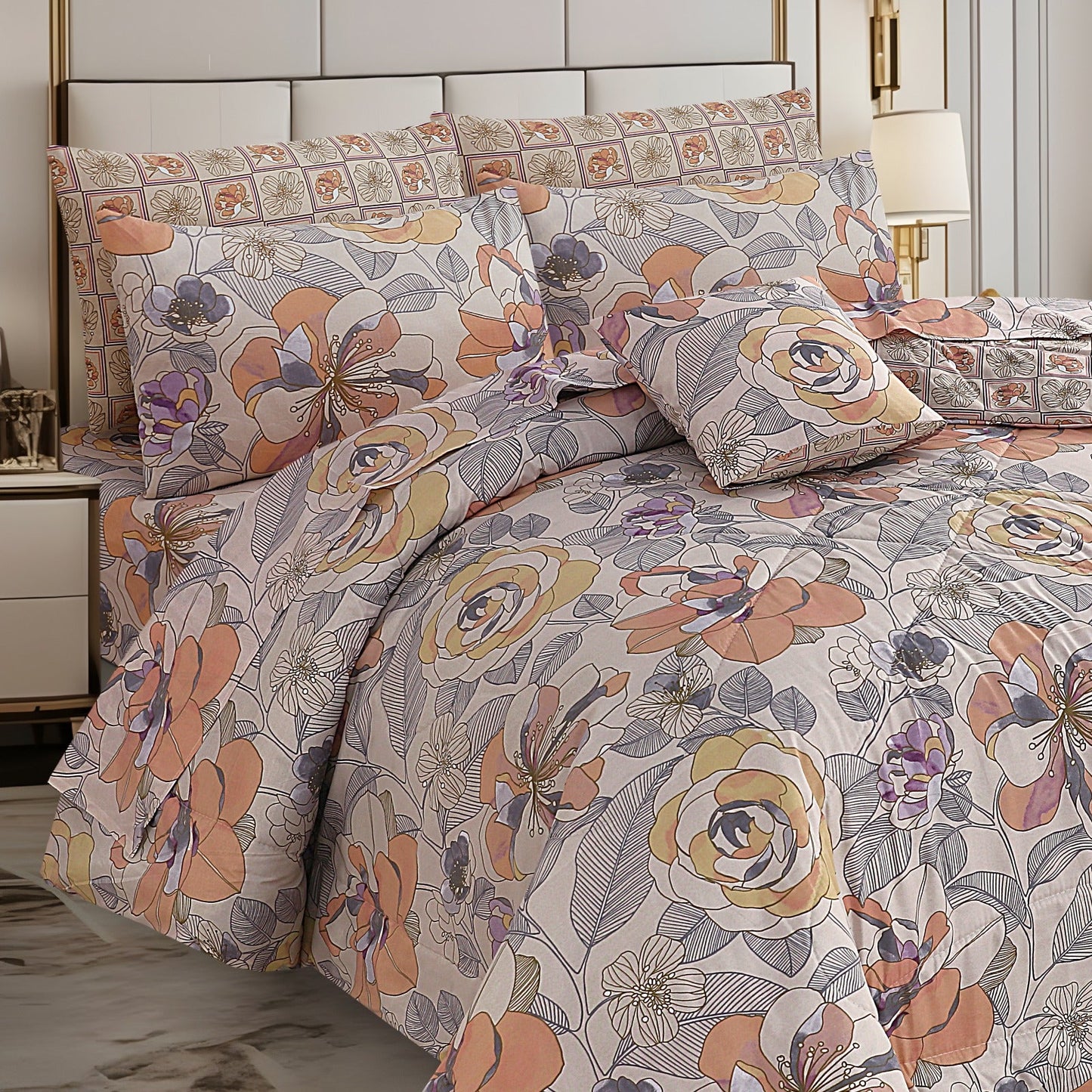 PREMIUM SUMMER KING SIZE COMFORTER SET - 7-PIECE